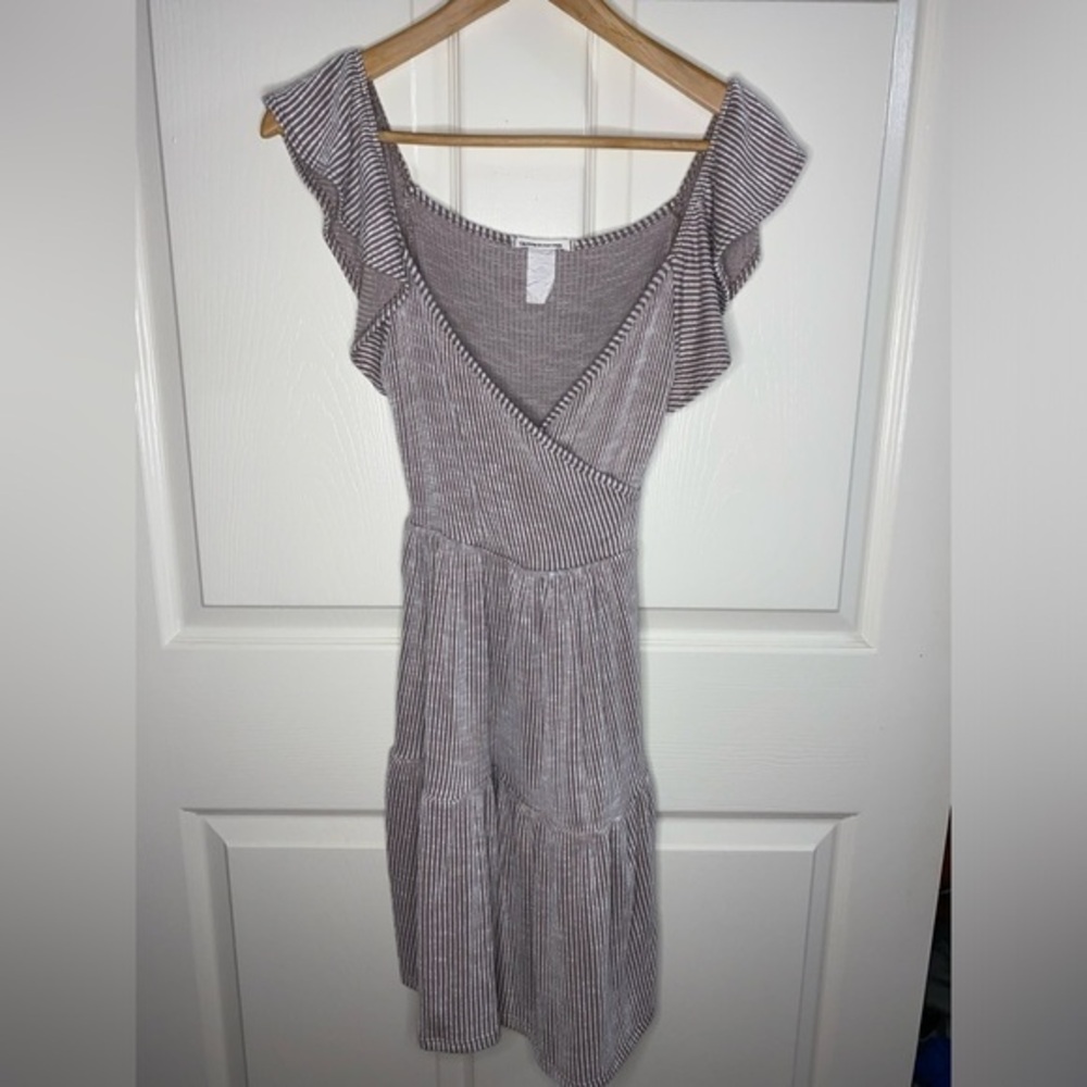 Caution To The Wind Stripped Ruffled Tiered Mini Sundress, Baby Doll Dress
